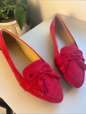 New Talbots Red Suede Tassel Loafers - Women's size 7 1/2